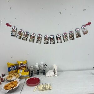 Red and White Party Decorations Set with Banner and Balloons